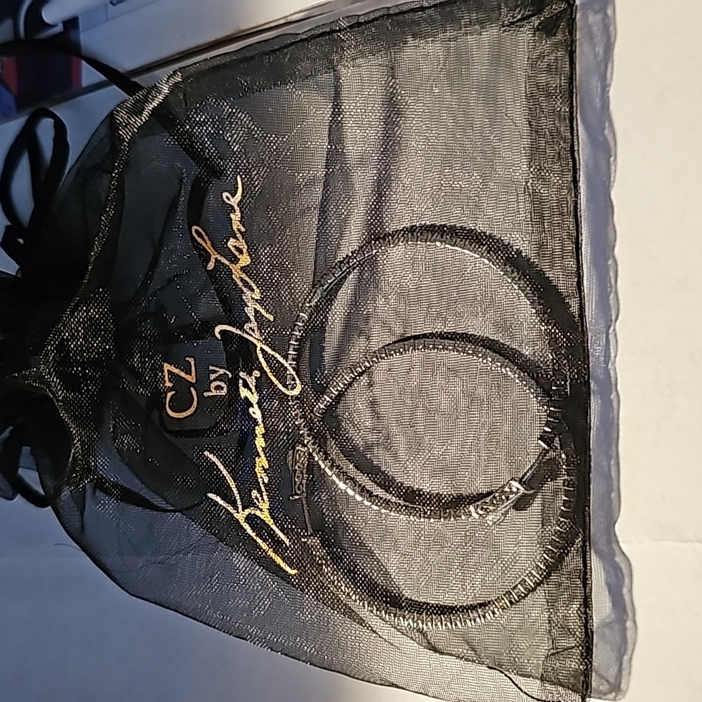 Large hoop earrings CZ KJL,2 INCH